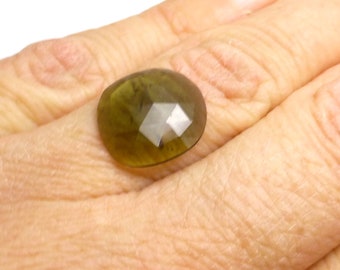 4.475 Carats Green Tourmaline Cabochon Rose Cut Watermelon Gemstone One of a Kind Faceted Handmade Handcut Ring Stone