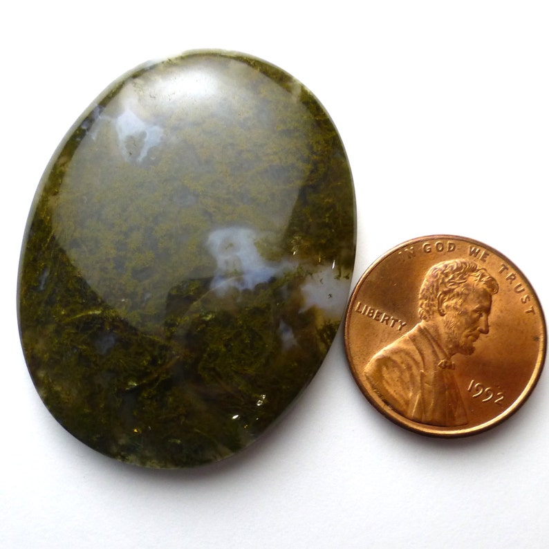 Moss Agate Cabochon Large Handmade Lisajoy Sachs Design Green Dendrites Quartz One of a Kind Unique Designer Jewelry Lapidary Designer Style
