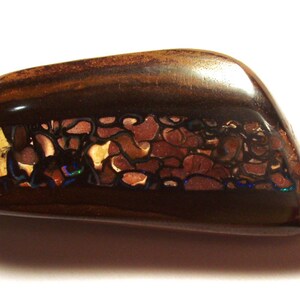 65.500 carats Australian Yowah Koroit Boulder Opal Cabochon Natural Handmade Unique Patterns and coloring Nut Portion in Hematite