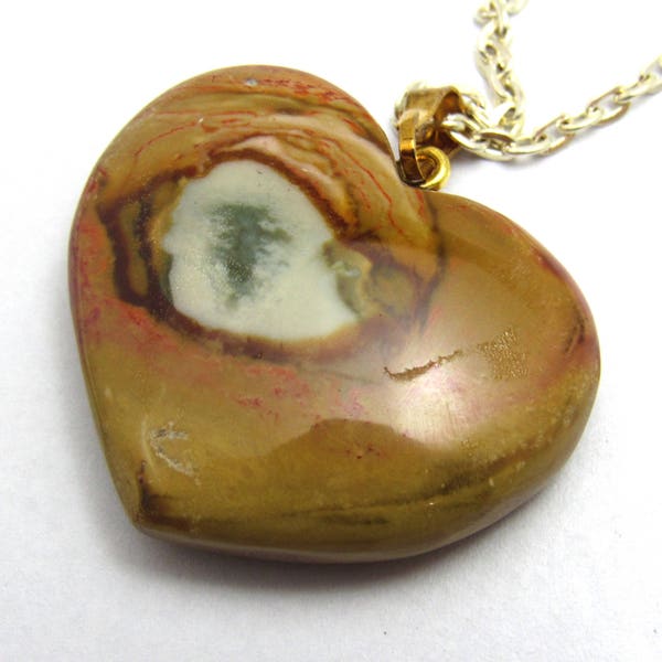 Royal Imperial Jasper Bead Pendant Heart Shape Designer Cut Perfect for a large Necklace Wire Wrapping Beadwork Stringing Mined in Mexico
