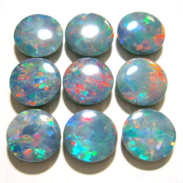 Opal Cabochon 4mm Round Doublet Confetti Australian ONE STONE Perfect for Stacking Rings Jewelry PinFire Red Blue Sparkle Teal Green Pink