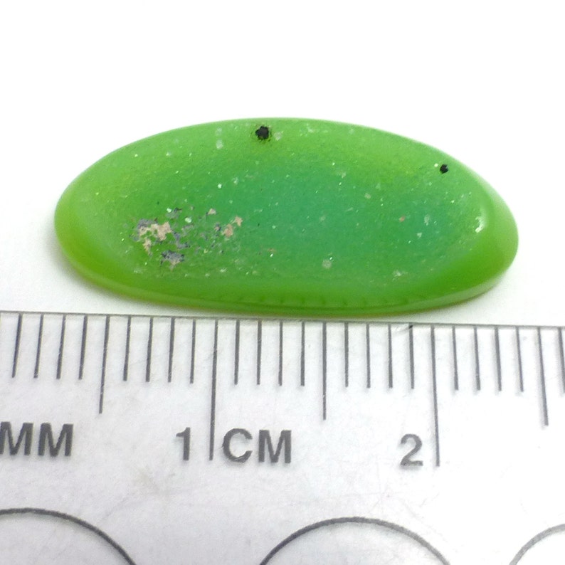 Green Quartz Druzy Cabochon Granny Smith Apple One of a Kind Dyed Acid Handmade Perfect for a ring or pendant