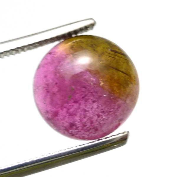 3.515 Carats Watermelon Tourmaline Cabochon 10mm Round Domed pink Green Natural Stacking Ring stone Rubelite One of a Kind Handmade Handcut