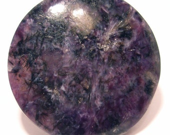28 Carats Charoite Cabochon Large 27mm Round Bright Purple Chatoyant Quality  Designer Handmade one of a kind