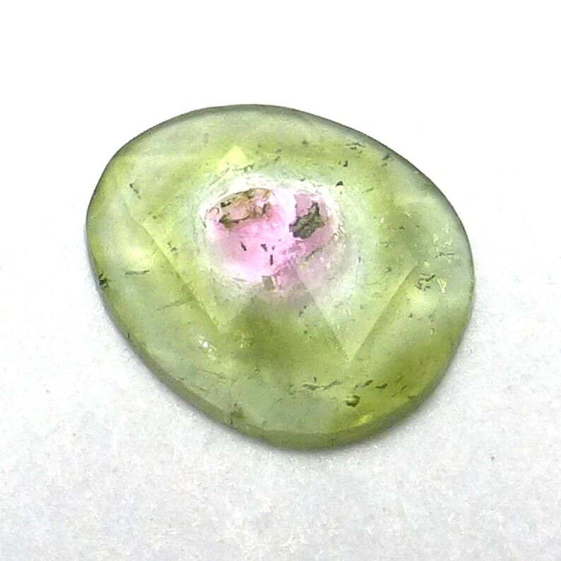 Rubellite Tourmaline Cabochon Rose Cut Watermelon Pink Gemstone One of a Kind Faceted Handmade Handcut Ring Stone Faceted