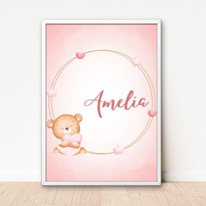 Baby Name Wall Art - Digital Nursery Print - Girl Baby Room Decor - Personalized Alphabet Poster - Amelia Name Wall Art - Instant Download