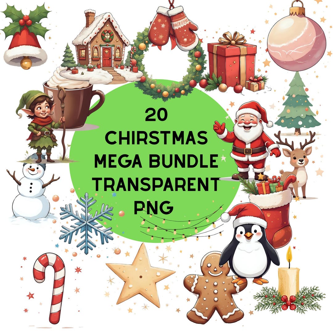 Christmas Clipart Mega Bundle: 20 Pack Xmas Designs Holiday Time New ...