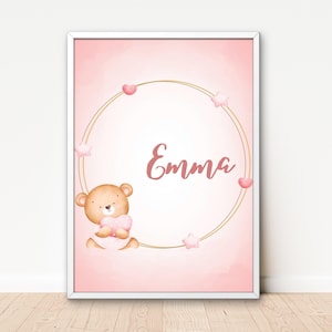 Baby Name Wall Art - Digital Nursery Print - Girl Baby Room Decor - Personalized Alphabet Poster - Emma Name Wall Art - Instant Download