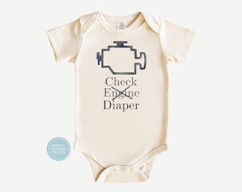 Check Engine Baby Onesie: Funny Mechanic Newborn Bodysuit