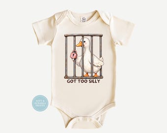Silly Goose Baby Onesie | Got Too Silly Goose Shirt | Funny Goose Baby Bodysuit | Cute Goose Bib | Toddler Tee | Baby Gift