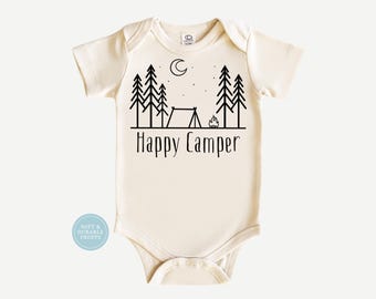Happy Camper Bib, Onesie & Shirt | Camping Baby Outfit | Outdoor Adventure Baby Clothes | Woodland Baby Gift