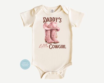 Daddy’s Little Cowgirl Baby Girl Onesie, Western Baby Outfit, Pink Cowgirl Boots Bodysuit, Country Baby Shower Gift