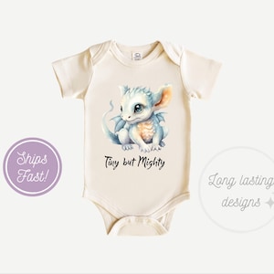Tiny but Mighty Dragon Baby Onesie®, Cute Dragon Bodysuit, Fantasy Dragon Kids Onesie®