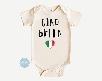 Ciao Bella Baby Onesie® | Italian Baby Girl Outfit | Neutral Italy Inspired Infant Bodysuit | Italian Baby Shower Gift
