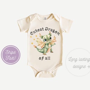 Cutest Fantasy Dragon of All Baby Onesie, White Bib for Unisex Bodysuit, Stylish and Comfortable | Perfect Baby Shower Gift