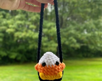 Swinging Candy Corn Plushie - Handmade Crocheted Item