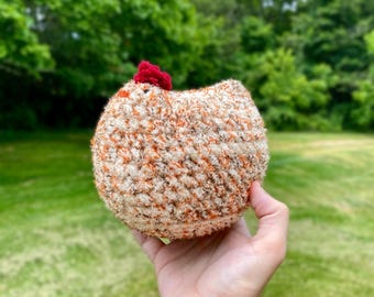 Mabel Chicken Plushie (Tweed) - Handmade Crocheted Item