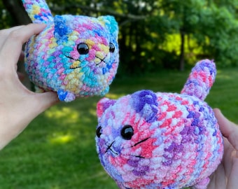 Tye Dye Loaf Cat Plushie - Handmade Crocheted Item