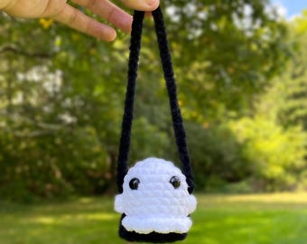 Swinging Ghost Plushie - Handmade Crocheted Item