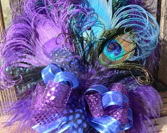 Feather Flower Corsage, Wristlet with your choice of feathers, colors, styles and ribbon for Wedding, Prom, or Homecoming Dance