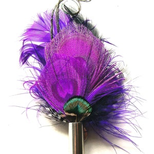 Small Bullet Casing Boutonnière pin, Peacock Pheasant and Turkey feather, choice of colors and casing, Wedding, Anniversary, Pallbearer image 3