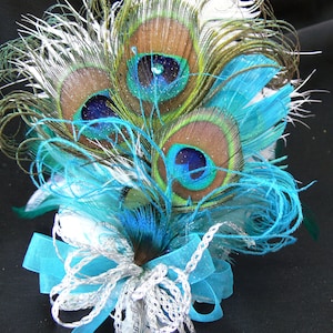 Peacock Feather Corsage, Wristlet for Prom or Wedding in Choice of ...