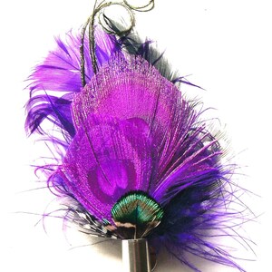 Small Bullet Casing Boutonnière pin, Peacock Pheasant and Turkey feather, choice of colors and casing, Wedding, Anniversary, Pallbearer image 1