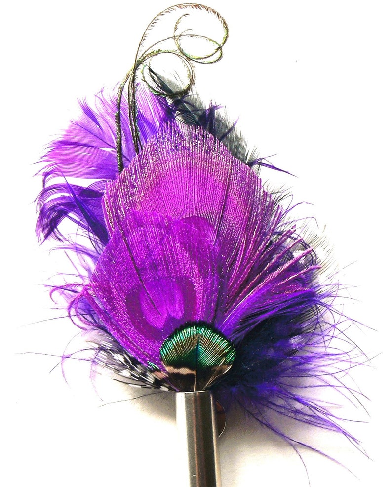 Small Bullet Casing Boutonnière pin, Peacock Pheasant and Turkey feather, choice of colors and casing, Wedding, Anniversary, Pallbearer image 1