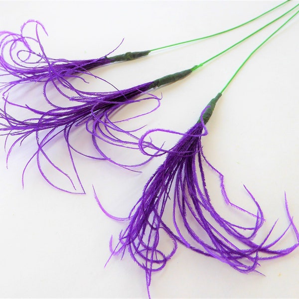 Peacock Herl, Feather Herl, 3 stems floral picks for crafts, choice of colors, floral arrangements, feather accents, FREE US SHIPPING