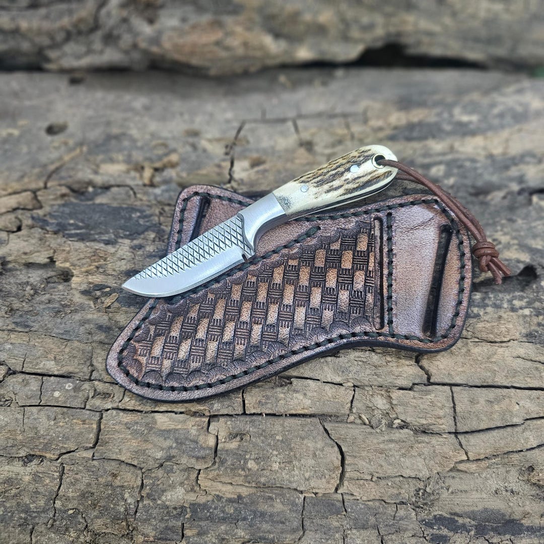 Custom Handmade Stag Horn Handle Western Cowboy Rasp Steel Skinning ...