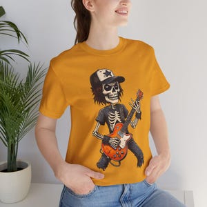 Skelett Rocker Tee: Music Lover&#39;s Graphic T-Shirt
