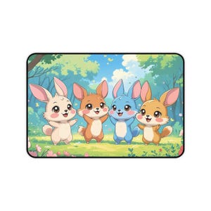Cute Animal Desk Mat - Bunny Design for Kids, Playful Office Decor, Mouse Pad, Gift for Easter, Animal Lovers