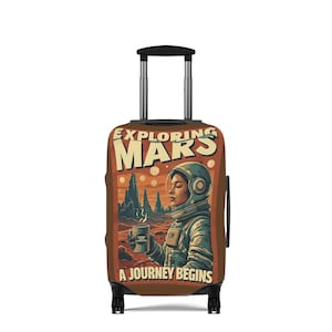 Vintage Mars Luggage Cover, Stylish Suitcase Protector, Personalized Travel Gift, Unique Baggage Cover, Cabin luggage
