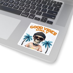 Good Vibes Only Kiss-Cut Stickers | Cool Skull Design | Fun Stickers for Laptops, Water Bottles, Notebooks, Gifts