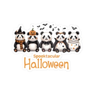 Spooktacular Halloween Panda Stickers | Cute Halloween Decor, Party Favors, Laptop Stickers, Cute Gifts, Kid&#39;s Halloween