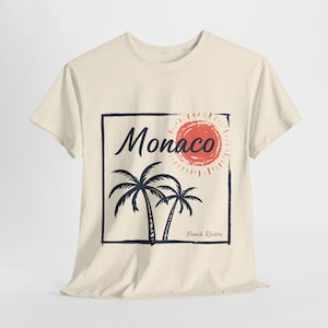 Monaco Beach Vibe Tee - Unisex Heavy Cotton Shirt for Summer, Vacation, Gift, Beach Trip, Retro Style