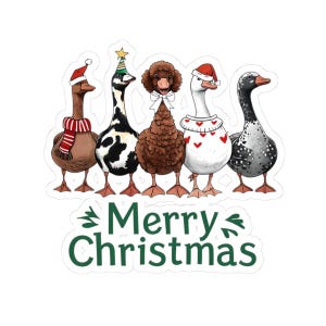 Christmas Goose Kiss-Cut Stickers, Holiday Decor, Cute Animal Stickers, Party Favors, Christmas Gift, Festive Decoration
