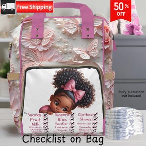 Butterfly Baby Diaper Bag, Checklist Backpack for Girls, Stylish Mom Bag with Pockets, Baby Shower Gift, Gender Reveal, New Mom Gift Newborn