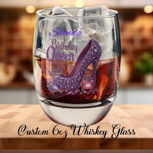 Aangepaste verjaardag koningin whiskyglas, gepersonaliseerd whiskyglas, verjaardagscadeau voor haar, cadeau whiskyglas, verjaardagscadeau koningin, aangepast