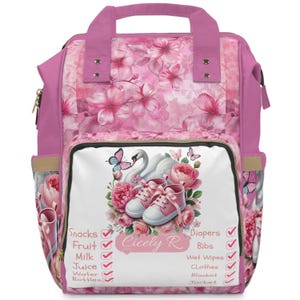 Spersonalizowana torba na pieluchy Checklist, kwiatowy plecak dla dziewczynki, spersonalizowany plecak na pieluchy, prezent na baby shower, niezbędny dla nowej mamy, pokój dziecięcy