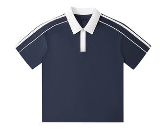 Contrast Collar Short-Sleeve Polo Shirt