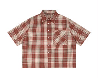 Unisex Plaid Boxy Short Sleeve Shirt