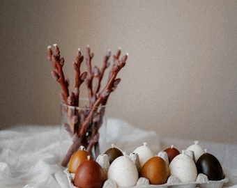 Easter candle set, handmade candle for Easter basket or table setting, Easter candle in the shape of an egg or willow branch, spring decor