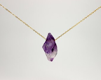 Ordinary Princess Amethyst Necklace - raw amethyst gemstone on gold filled or sterling silver chain - February birthstone necklace