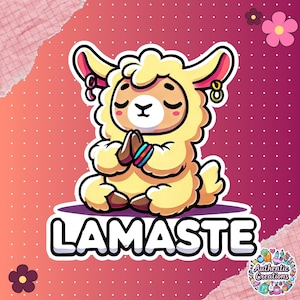 Sticker lama yoga drôle - Sticker vinyle Lamaste mignon jeu de mots - Sticker imperméable pour ordinateur portable - cadeau pour amoureux des animaux - agenda et autocollant bouteille d'eau
