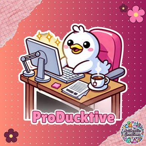 Sticker canard productivité amusant - Sticker vinyle mignon jeu de mots canard - cadeau pour les amoureux des animaux - Sticker imperméable pour ordinateur portable - agenda & sticker bouteille d'eau