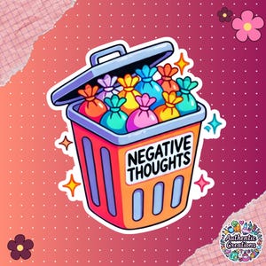 Adesivo carino per la salute mentale - Adesivo in vinile colorato per cestino - Regalo di positività per la cura di sé - Adesivo impermeabile per laptop e bottiglia d'acqua