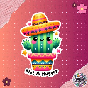 Bonita pegatina de cactus, divertida pegatina de vinilo que dice "No soy un abrazador", pegatina impermeable para portátil, regalo para amantes de la naturaleza, pegatina para agenda y botella de agua