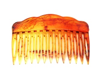 1980s Vintage Plastic Hair Combs Tortoiseshell Brown 50x75mm Scalloped Top