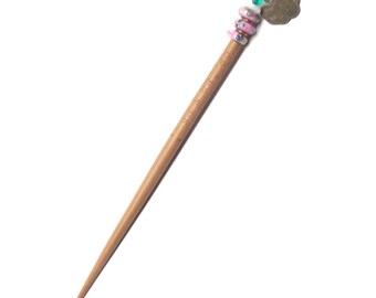 Y2K Vintage Single Hair Chopstick Pink Porcelain Chinese Replica Coin OOAK